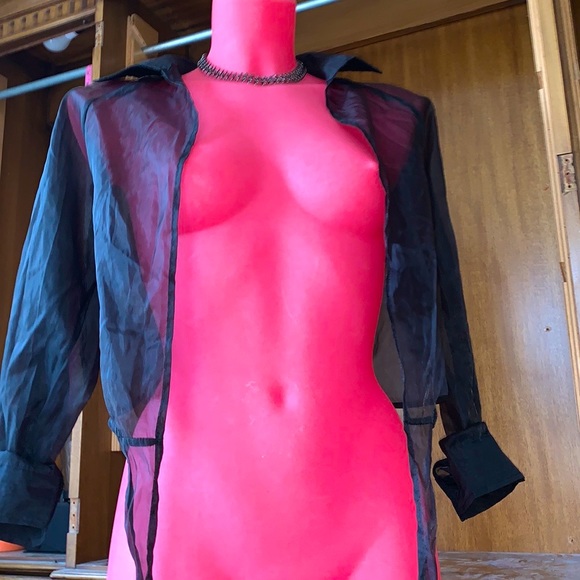 Collared Sheer Strapped Club Top - Picture 3 of 4